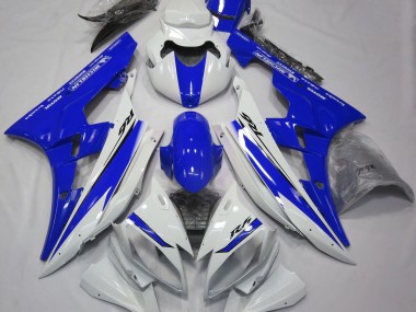 2006-2007 Gloss White and Blue Yamaha R6 Motorcycle Fairing