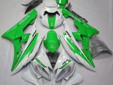 2006-2007 Gloss White and Green Yamaha R6 Motorcycle Fairing