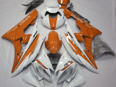 2006-2007 Gloss White and Orange Yamaha R6 Motorcycle Fairing