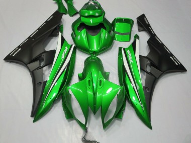 2006-2007 Green Black and White Yamaha R6 Motorcycle Fairing