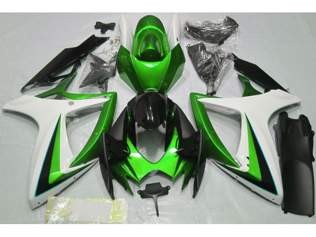 2006-2007 Green & White Suzuki GSXR 600-750 Motorcycle Fairing 2006-2007 Green & White Suzuki GSXR 600-750 Motorcycle Fairing