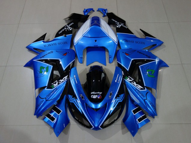 2006-2007 Liquid Blue & Logos Kawasaki ZX10R Motorcycle Fairing