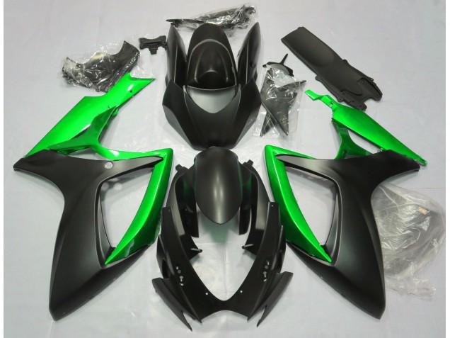 2006-2007 Matte Black & Green Suzuki GSXR 600-750 Motorcycle Fairing 2006-2007 Matte Black & Green Suzuki GSXR 600-750 Motorcycle Fairing