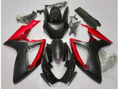 2006-2007 Matte Black & Red Suzuki GSXR 600-750 Motorcycle Fairing