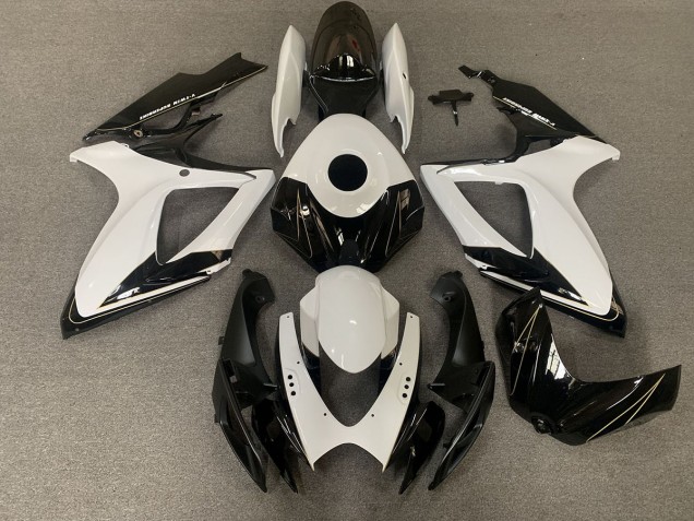 2006-2007 Matte Black and Gloss White Suzuki GSXR 600-750 Motorcycle Fairing 2006-2007 Matte Black and Gloss White Suzuki GSXR 600-750 Motorcycle Fairing