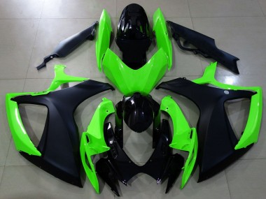 2006-2007 Matte Black and Green Suzuki GSXR 600-750 Motorcycle Fairing