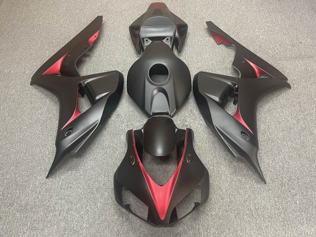 2006-2007 Matte Black and Red Honda CBR1000RR Motorcycle Fairing