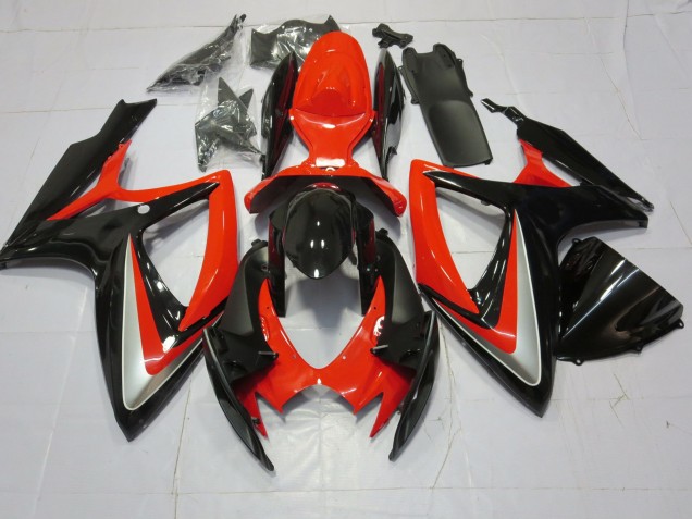 2006-2007 Orange Silver and Black Suzuki GSXR 600-750 Motorcycle Fairing 2006-2007 Orange Silver and Black Suzuki GSXR 600-750 Motorcycle Fairing