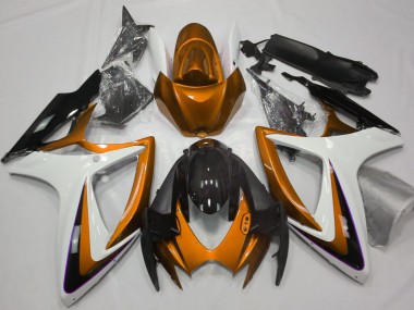 2006-2007 Orange & White Debadged Suzuki GSXR 600-750 Motorcycle Fairing