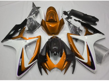 2006-2007 Orange & White Debadged Suzuki GSXR 600-750 Motorcycle Fairing
