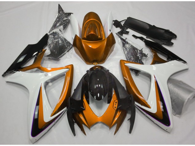 2006-2007 Orange & White Debadged Suzuki GSXR 600-750 Motorcycle Fairing 2006-2007 Orange & White Debadged Suzuki GSXR 600-750 Motorcycle Fairing