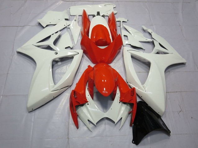 2006-2007 Orange and White Suzuki GSXR 600-750 Motorcycle Fairing 2006-2007 Orange and White Suzuki GSXR 600-750 Motorcycle Fairing
