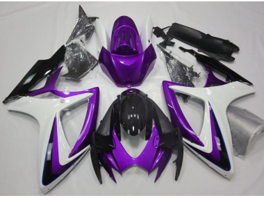 2006-2007 Purple & White Debadged Suzuki GSXR 600-750 Motorcycle Fairing