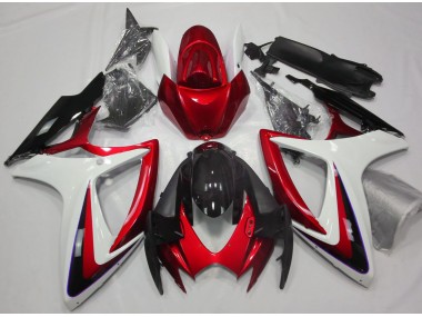 2006-2007 Red & White Debadged Suzuki GSXR 600-750 Motorcycle Fairing