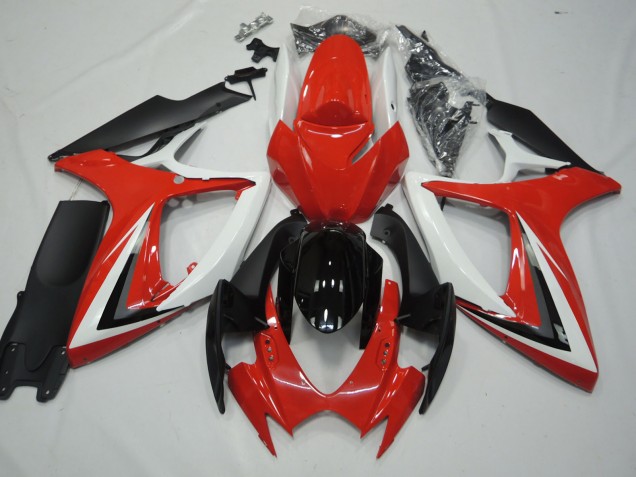 2006-2007 Red and White Suzuki GSXR 600-750 Motorcycle Fairing 2006-2007 Red and White Suzuki GSXR 600-750 Motorcycle Fairing
