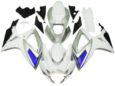 2006-2007 Silver White and Blue Gloss Style Suzuki GSXR 600-750 Motorcycle Fairing