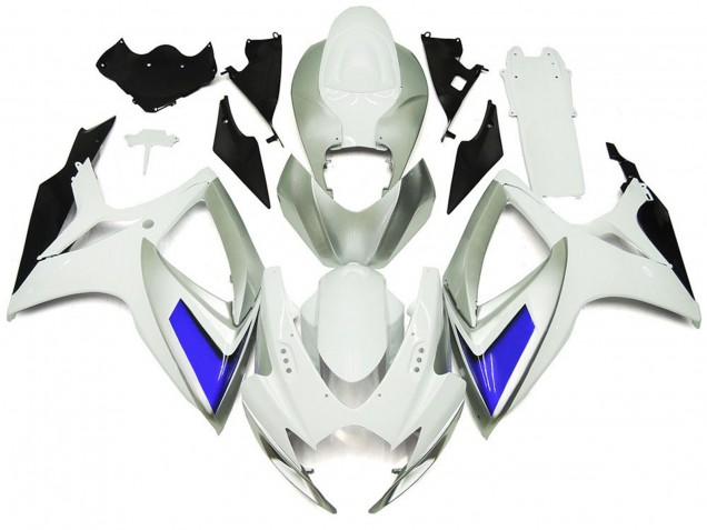 2006-2007 Silver White and Blue Gloss Style Suzuki GSXR 600-750 Motorcycle Fairing 2006-2007 Silver White and Blue Gloss Style Suzuki GSXR 600-750 Motorcycle Fairing