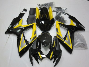 2006-2007 Silver and Black Yellow Suzuki GSXR 600-750 Motorcycle Fairing