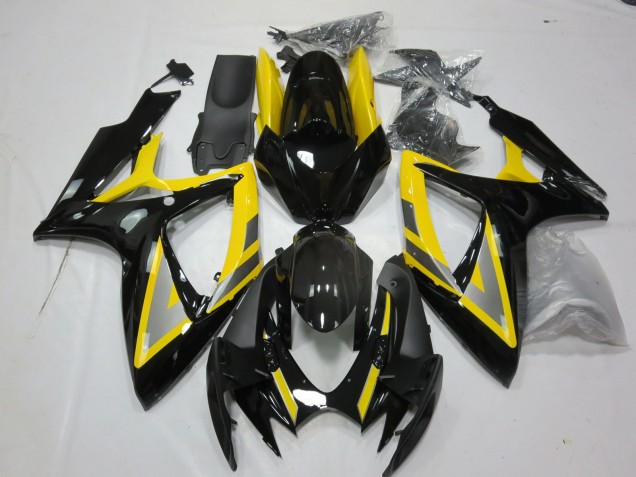2006-2007 Silver and Black Yellow Suzuki GSXR 600-750 Motorcycle Fairing 2006-2007 Silver and Black Yellow Suzuki GSXR 600-750 Motorcycle Fairing