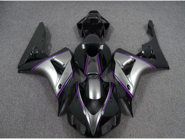2006-2007 Silver with Dark Purple Pin Stripe Honda CBR1000RR Motorcycle Fairing 2006-2007 Silver with Dark Purple Pin Stripe Honda CBR1000RR Motorcycle Fairing