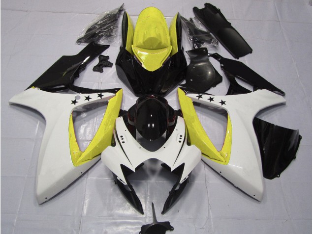 2006-2007 Yellow Star Suzuki GSXR 600-750 Motorcycle Fairing 2006-2007 Yellow Star Suzuki GSXR 600-750 Motorcycle Fairing
