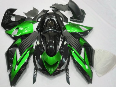 2006-2011 Gloss Green and Black Plain Kawasaki ZX14R Motorcycle Fairing