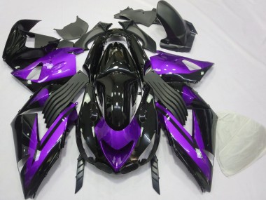 2006-2011 Gloss Purple and Black Plain Kawasaki ZX14R Motorcycle Fairing