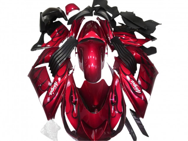 2006-2011 Gloss Red & Flame Kawasaki ZX14R Motorcycle Fairing 2006-2011 Gloss Red & Flame Kawasaki ZX14R Motorcycle Fairing