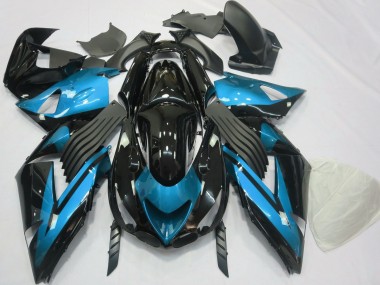 2006-2011 Light Blue and Black Plain Kawasaki ZX14R Motorcycle Fairing