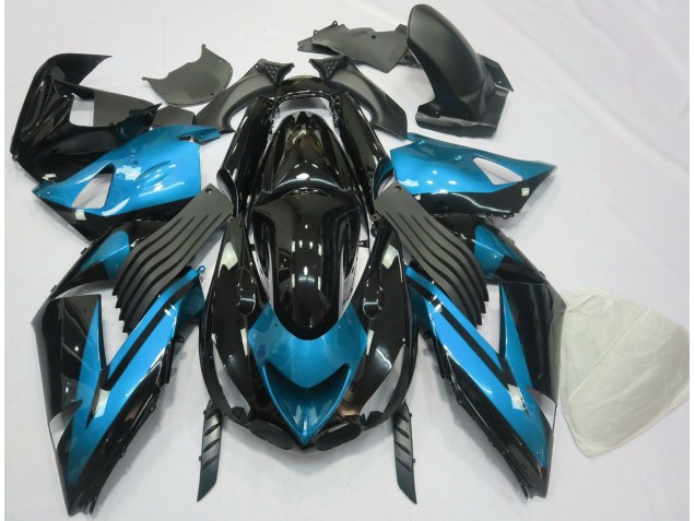 2006-2011 Light Blue and Black Plain Kawasaki ZX14R Motorcycle Fairing 2006-2011 Light Blue and Black Plain Kawasaki ZX14R Motorcycle Fairing