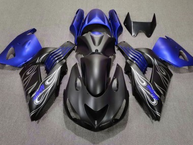2006-2011 Matte Black and Blue Kawasaki ZX14R Motorcycle Fairing