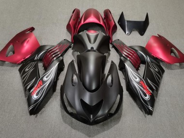 2006-2011 Matte Black and Red Kawasaki ZX14R Motorcycle Fairing
