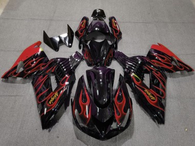 2006-2011 Red Flame Kawasaki ZX14R Motorcycle Fairing