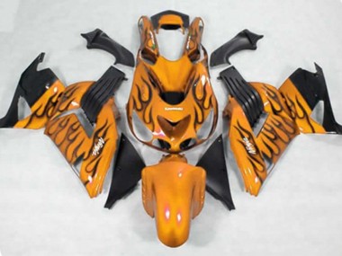 2006-2011 Yellow Black Flame Kawasaki ZX14R Motorcycle Fairing