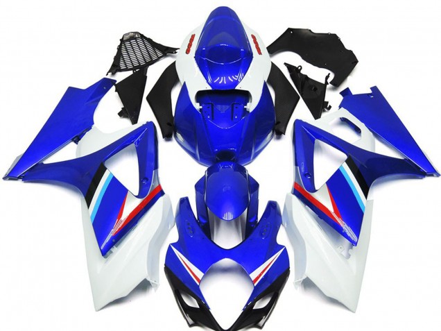 2007-2008 Blue and White Gloss Suzuki GSXR 1000 Motorcycle Fairing