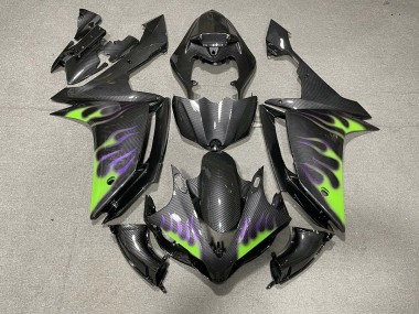 2007-2008 Carbon Fiber Style with Flames Yamaha R1 Motorcycle Fairing