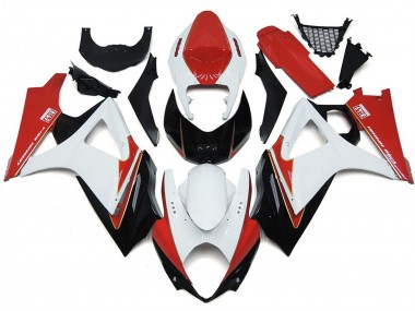 2007-2008 Custom Red and White with Black Suzuki GSXR 1000 Motorcycle Fairing