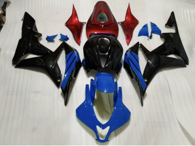 2007-2008 Gloss Black & Blue and Red Accents Honda CBR600RR Motorcycle Fairing
