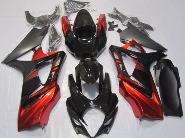 2007-2008 Gloss Black and Red Suzuki GSXR 1000 Motorcycle Fairing