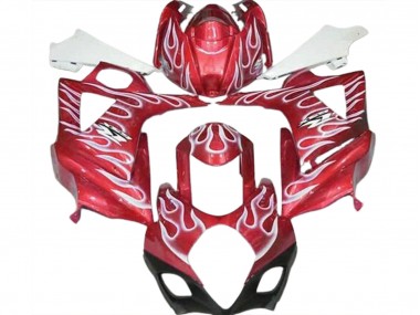 2007-2008 Gloss Red and White Flame Suzuki GSXR 1000 Motorcycle Fairing
