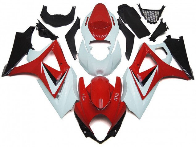 2007-2008 Gloss Red with White OEM Style Suzuki GSXR 1000 Motorcycle Fairing 2007-2008 Gloss Red with White OEM Style Suzuki GSXR 1000 Motorcycle Fairing
