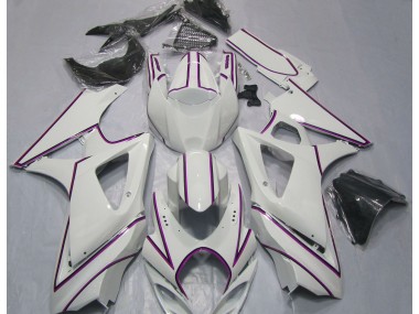 2007-2008 Gloss White Pink Pin Stripe Suzuki GSXR 1000 Motorcycle Fairing