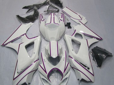 2007-2008 Gloss White Pink Pin Stripe Suzuki GSXR 1000 Motorcycle Fairing