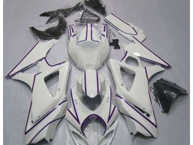 2007-2008 Gloss White Purple Pin Stripe Suzuki GSXR 1000 Motorcycle Fairing