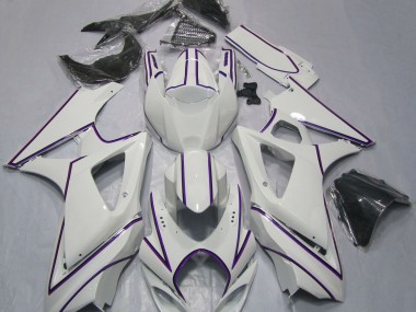 2007-2008 Gloss White Purple Pin Stripe Suzuki GSXR 1000 Motorcycle Fairing