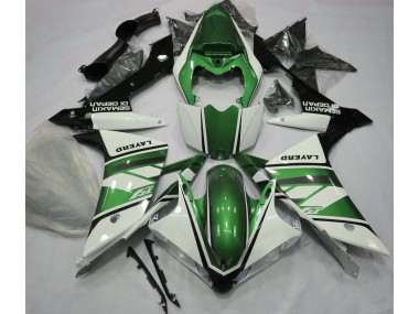 2007-2008 Gloss White and Green Yamaha R1 Motorcycle Fairing