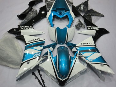 2007-2008 Gloss White and Light Blue Yamaha R1 Motorcycle Fairing