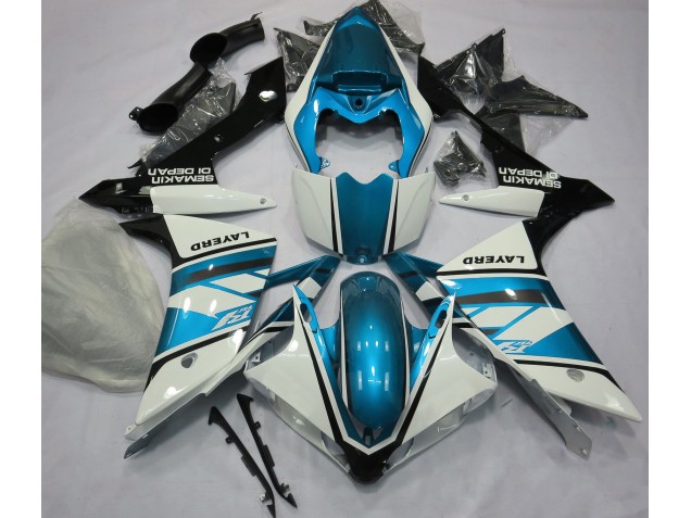 2007-2008 Gloss White and Light Blue Yamaha R1 Motorcycle Fairing 2007-2008 Gloss White and Light Blue Yamaha R1 Motorcycle Fairing