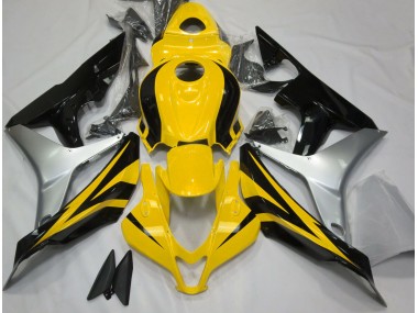 2007-2008 Gloss Yellow Silver and Black Honda CBR600RR Motorcycle Fairing