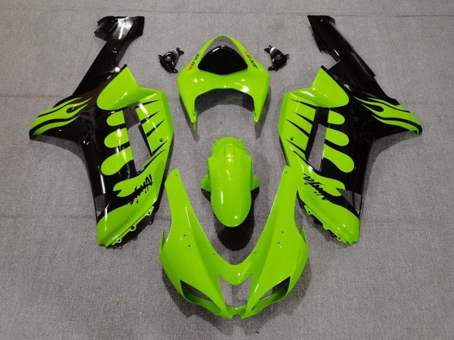 2007-2008 Green Flame Kawasaki ZX6R Motorcycle Fairing 2007-2008 Green Flame Kawasaki ZX6R Motorcycle Fairing